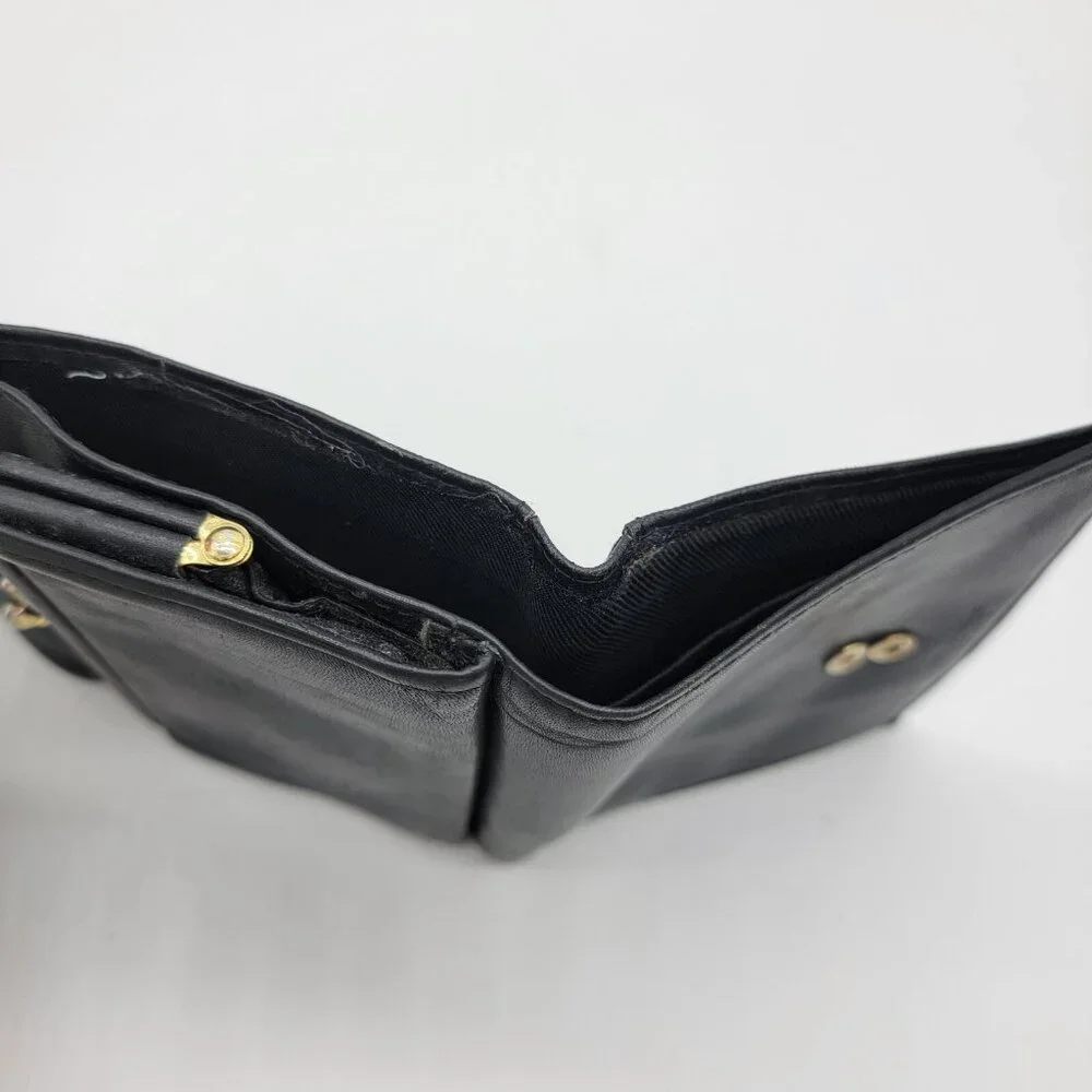 Vintage Rolfs‎ Wallet Women's Black Leather Trifold Coin Purse Read Desc